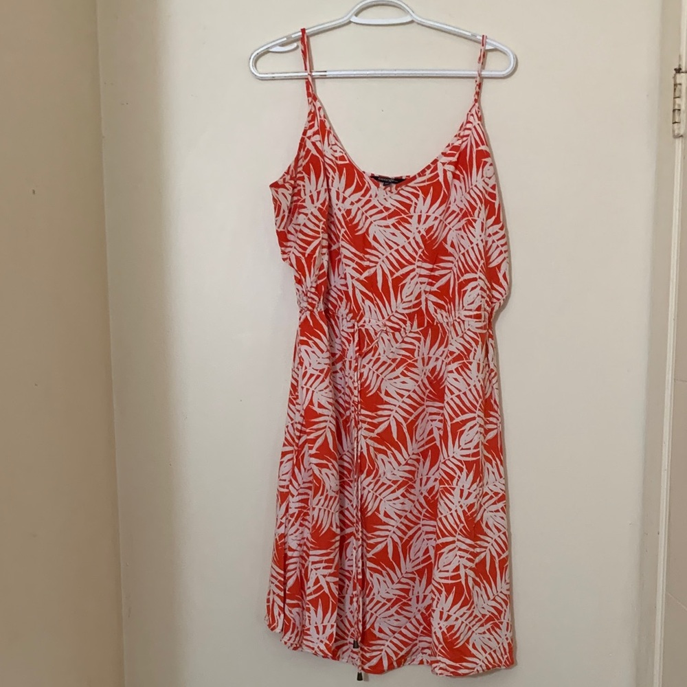 George Red and White Abstract Print Top